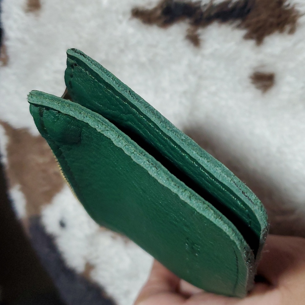 Portland Leather Zip-Zap Duo Leather Wallet Dual Zipper Closures Green Pebbled - Picture 11 of 14